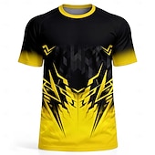  男性用 サッカーユニフォーム 幾何学模様 勾配 ランニングトップ アスレチックTシャツ 夏 半袖 UPF 50 速乾性 吸汗性 高通気性 トーナメント サッカー ジム ランニング しつけ用品 スポーツ 黄色 / ブラック スポーツウェア アクティブウェア