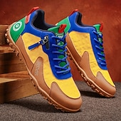 tanie Casualowe sneakersy-Męskie buty sportowe w blokach kolorów z akcentami ze sztucznej skóry, modny sportowy wygląd, idealne do uprawiania sportów na świeżym powietrzu, na co dzień i w podróż