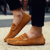 economico Mocassini casual-Per uomo Vintage Casual Quotidiano Camoscio Confortevole Traspirante Mocassino Giallo Chiaro Grigio scuro Vinaccia Estate Primavera Autunno