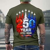  2026. július 4. 250. Emléknap Férfiak 3D Nyomtatott US Zászló Kerek Nyakú Rövid Ujjú Póló Napi Utca