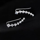 billiga Örhängen-1 par Örhänge For Dam Dagligen Gata Silver Pärlor Diamant