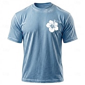 economico Tropische Urlaub-T-Shirts-Per uomo Floreale Hawaii Maglietta Maglietta per lavaggio minerali Manica Corta maglietta Lavaggio acido Girocollo Camicia Vacanza Vintage Retrò Casuale Spiaggia Viaggio Blu Viola Grigio Estate