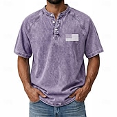 abordables Vintage et rétro-T-shirt graphique américain US Flag pour homme SoftFade™ chemise en denim 100 % coton chemise acid wash haut à manches courtes vintage streetwear maison rue été printemps noir rose vert clair gris