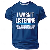 Мужская футболка с саркастическим принтом "Я не слушал, поэтому буду улыбаться, кивать и надеяться на лучшее", стандартный крой, короткий рукав, круглый вырез, повседневная, подарок, дизайнерская