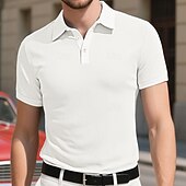 voordelige Klassieke polo voor heren-Voor heren Wafel Poloshirts Poloshirts Vakantie Straat Revers Korte mouw Modieus Modern Effen Lichtgewicht Knop Zomer Lente Normale pasvorm Zwart Wit Geel Wijn Licht Grijs Licht Blauw Wafel Poloshirts