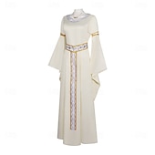 voordelige Jurk-Set Vintage Middeleeuws Renaissance Jurken met accessoires Lange Mouwen Prinses Fee Kostuum Dames Fantasie Halloween Carnaval Renaissance beurs LARP Volwassenen Kleding