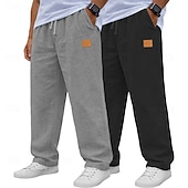 abordables Clásico-Hombre Pantalones de lino Pantalones Pantalones de verano Pantalones anchos Correa Cintura elástica Pierna recta Plano Ligero Transpirable Longitud total Diario Exterior Festivos Vacaciones Moda