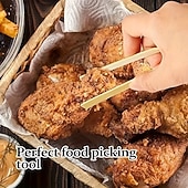 رخيصةأون أدوات وأجهزة المطبخ-٥٠ قطعة من الملاقط الخشبية، أدوات طبخ للاستخدام مرة واحدة، ملاقط صغيرة من الخيزران، ملاقط طبيعية للخبز والتحميص، أدوات شواء، تستخدم في محلات الشاي والقهوة، أواني طهي للشواء، مشابك طعام.