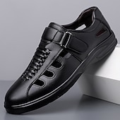 baratos Sandálias de Férias-Sapatos casuais masculinos marrons com fivela e recortes, confortáveis para caminhada, ideais para uso diário, viagens, dirigir, escritório, looks casuais de negócios, fins de semana e estilo elegante.