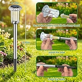 cheap Pathway Lights &amp; Lanterns-Solar Outdoor Lights, Solar Pathway Lights Outdoor Waterproof, Stainless Steel Stake Lighting for Garden Yard Path Walkway Driveway Patio Lawn Outside Decor,Color Changing