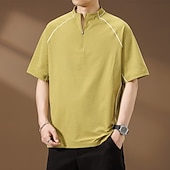  Homens Camisas Polo Polo Quarter Zip Casual Diário Quarter Zip Manga Curta Moda Básico Tecido Resfriamento Quarter Zip Verão Primavera Normal Preto Rosa Verde Camisas Polo
