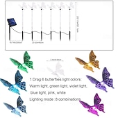 cheap Pathway Lights &amp; Lanterns-6 Head Solar Lights, Outdoor Butterfly Lights, Courtyard Garden Waterproof Decoration, Lawn Atmosphere Lights, Ip66 Waterproof, 1 Set