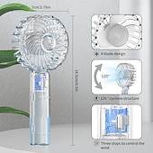 olcso Kézi ventilátorok-hordozható mini kézi ventilátor, átlátszó kialakítású kis ventilátor, állítható, USB-s újratölthető, 3 sebességes, nagy teljesítményű ventilátor stílusos gyerekeknek, lányoknak, nőknek, férfiaknak,