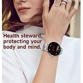 baratos Smartwatch-Relógio inteligente exclusivo Goddess com tela redonda AMOLED HD de 1,32 polegadas, ultrafino e leve de 7,5 mm, a melhor opção de presente para namorada, monitoramento de frequência cardíaca e