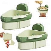 olcso Konyhai eszközök és kütyük-2 db-os tapadókorongos mosogató saroktartó, préselt mosogató szűrőkosár, automatikus ürítésű csepegtetőkosár, csapszivacs tartó, kivehető konyhai mosogató tárolórendszerező