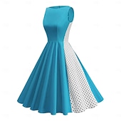 cheap Dresses-1950s Retro Vintage Rockabilly Dress Swing Dress Flare Dress Sleeveless Polka dots Fit &amp; Flare Swing Fancy Dress Women's Carnival Masquerade Prom Office / Career Event / Party Adults' Homecoming
