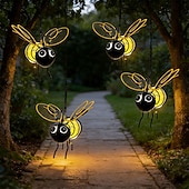 abordables Éclairage paysager-Lot de 2 lanternes solaires suspendues en forme d'abeille, étanches, avec éclairage LED décoratif pour jardin, cour, clôture, balcon, terrasse – ambiance &amp;éclairage paysager