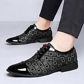 abordables Chaussures Derby-Chaussures décontractées à lacets en similicuir rouge à motifs pour hommes, élégantes et stylées, parfaites pour le travail, les soirées et le quotidien.
