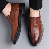 cheap Loafers-Men's Classic Casual Wedding PU Leather Comfortable Slip-on Red Brown Black Summer Spring Fall