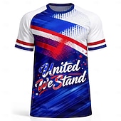  Unisex Fußballtrikot Geometrisch USA Pullover-Oberteile Sport-T-Shirt Sommer Farbblock Kurzarm UPF 50 Schnelltrocknend Feuchtigkeitsableitend Atmungsaktiv Turnier Fußball Leger Laufen Joggen Training