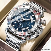 abordables Quartz Watches-Men's Gold Watch, Luxury Chronograph Big Face Quartz Analog Wristwatch with Gold Stainless Steel Band, Waterproof Luminous Business Sport Fashion Watch with Date Display, Gift for Men
