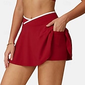 tanie Spódnice i szorty damskie-Damskie Solidne kolory Spódnica casualowa Spódnice tenisowe z szortami Spódnica sportowa Kieszeń Wysoka talia Elastyczny Odvádí pot Oddychający Bransoletka tenisowa Golf Pikle Spódnica Czarny Biały