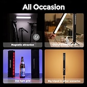 cheap Decorative Lights-RGB Tube Light, Magnetic Handheld Light Stick, 360°Full Color LED Video Lighting Wand, 2500K-9900K, 21 Scenes, CRI 96+, for Studio Photography Vlog Recording Streaming