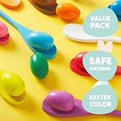 abordables Recreación al Aire Libre-Juego de relevos de equilibrio de 8 piezas con huevos, juego de transporte de huevos de Pascua, adecuado para Pascua, San Valentín, Acción de Gracias y actividades familiares al aire libre, carrera de