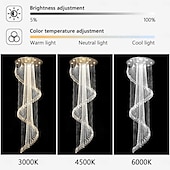 cheap Crystal Chandeliers-D24'' x H78'' Modern Crystal Chandelier for Foyer Glam Chandelier High Ceiling Chandeliers Large Raindrop Pendant Lights LED Dimmable Light Fixtures for Staircaes Living Room Entryway
