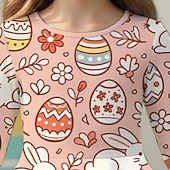 levne Velikonoční oblečení pro dívky-Velikonoce Girls ' 3D Grafika Králíček Šaty Dlouhý rukáv 3D tisk Jaro Podzim Denní Dovolená Párty Na běžné nošení Princeznovské Krásná Děti 4-12 let Volnočasové šaty Áčkové šaty Délka ke kolenům Běžný