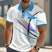 economico Polo geometrica da uomo-Per uomo Geometrico Polo Manica Corta Magliette polo Camicie con Colletto Business Casual All'aperto Athleisure Abbigliamento quotidiano Stampa 3D Bottoni Primavera &amp; Estate Blu azzurro cielo Giallo