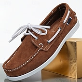 abordables chaussures de bateau-Mocassins à lacets en daim marron pour homme – chaussures habillées décontractées, idéales au quotidien, au bureau et pour un look élégant en extérieur.