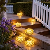 Недорогие Подсветки дорожки и фонарики-2/4 шт. уличных солнечных садовых светильников, водонепроницаемые светильники в виде ледяных кирпичей для двора, ландшафта, ступеней, дорожек, бассейнов, декоративные солнечные светильники для
