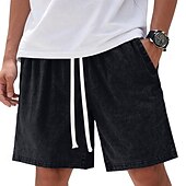 levne Neformální kraťasy-SoftFade™ Pánské šortky 100% bavlněné Casual šortky Kyselinově wash šortky Kapsa Elastický pas Praný Komfort Prodyšné Délka po kolena Casual Outdoor Pláž Dovolená Móda Námořnická modrá Červená