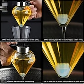 cheap Kitchen Utensils &amp; Gadgets-8oz Glass Diamond-Shaped Drip-Free Condiment Dispenser with Built-In Spout - Transparent Kitchen &amp; Restaurant Oil Bottle for Olive Oil, Vinegar, Soy Sauce - Elegant Sturdy Container, Versatile