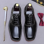 abordables Chaussures de Costume Classiques-Chaussures habillées Oxford pour homme, en cuir noir et marron, à lacets, bout rapporté, idéales pour les mariages, le bureau, les réunions, les banquets, les cérémonies du marié, l'église et les soirées élégantes.
