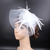cheap Fascinators-Fascinators Polyester Wedding Birthday Vintage Cute Retro With Feather Headpiece Headwear