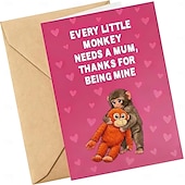 tanie Zapasy imprezowe i imprezowe-Zestaw 2 szt. Punch the Monkey Meme urocza kartka na Dzień Matki szczere ilustracje kartka z kraftową kopertą każda małpka meme potrzebuje mamy tematyka zwierzęca na urodziny/uznanie dla mamy