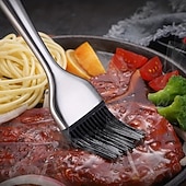 voordelige Grills voor buiten koken-2PCS Heavy-Duty Stainless Steel Silicone Basting Brush with Ergonomic Handle - Non-Stick and Heat-Resistant, Suitable for Barbecue, Baking, Cooking, Grilling, Pancakes, Waffles, Barbecue Accessories