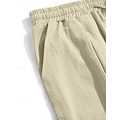 baratos Feriado-Homens Calças de linho Calça verão Calças de praia Com Cordão Bolsos Tecido Confortável Respirável Comprimento total Diário Casa Ao ar livre Férias Simples Preto Branco Sem Elasticidade