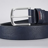 billige Belter til herrer-Herre Belte Automatisk spenne Chrome PU lær Gatemote Moderne Fritid Helfarge Svart Navyblå Daglig Virksomhet Formell Midjebelte