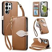 billige 2026 Samsung Galaxy S26-serien-telefon Etui Til Samsung Galaxy S26 S26 Pluss S26 Ultra Lommebok-kortveske Flip deksel Glidelås med håndleddsstropp Støtte Kontor / Bedrift TPU PU lær