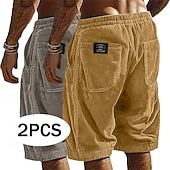 preiswerte Lässige Shorts-Herren Shorts Freizeitshorts Cordshorts Tasche Elastischer Bund Einfach Komfort Atmungsaktiv Über dem Knie Lässig Outdoor Strand Urlaub Mode Schwarz + Khaki Armeegrün+Grau Mikroelastisch