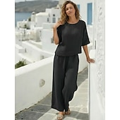 billiga Lyxiga koordset-Dam Onesies Uppsättningar Varm Ledigt Komfort Ren färg Dagligen Hem Orangeröd Marin Svart Vit Mörkgrön Vår Höst