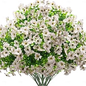 お買い得  造花-屋外の春の装飾用、人工造花8束。シルク製のカラフルな紫色のUV耐性リアルな造花で、屋外のポーチ、パティオ、庭、プランター、鉢、窓辺のプランターに最適です（ミックス）。