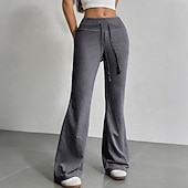 abordables Pantalones de pierna recta-Mujer Pantalones de Deporte Pantalones Pantalones de verano Pantalones casuales Vacaciones Moda Casual / Diario Longitud total Alta cintura Plano Correa Cintura elástica Pierna recta Comodidad Suave