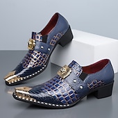 cheap Loafers-Men's Dark Brown Faux Leather Monk Strap Shoes – Croc Embossed Dress Shoes, Business, Wedding &amp; Formal Wear