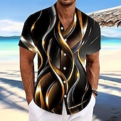 economico Geometrica-Per uomo Sfumatura Con onde Arte astratta Camicia Camicia con Bottoni Camicia casual Manica Corta Moda Casual Abbigliamento casual alla moda Vacanza Primavera Autunno Collo ripiegato Stampa 3D