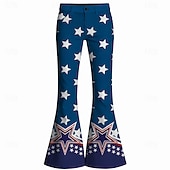  250° anniversario USA Retrò Vintage Anni '70 Pantaloni Pantaloni a zampa d'elefante Hippie Disco Vita alta Costume Per donna Mascherata 4 Luglio Feste Giorno dell'Indipendenza Adulti Pantaloni