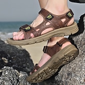 billige Utendørs sandaler-herre brune utendørssandaler justerbare sportssandaler med borrelås åpen tå komfortable tursko for fotturer, reiser, strandferie, camping, utendørseventyr og sommerens daglige bruk